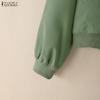ZANZEA Women Casual Round Neck Solid Color Long Sleeve Blouse