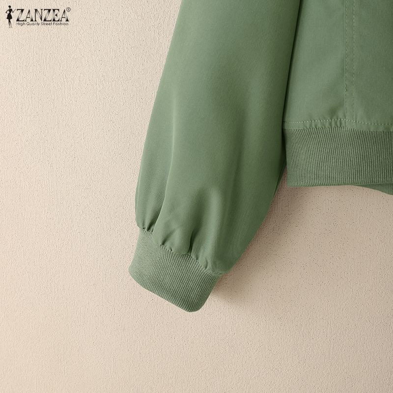 ZANZEA Women Casual Round Neck Solid Color Long Sleeve Blouse