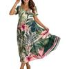 Frauen Casual Lose Bohemian Blumenkleid Kurzarm Lange Maxi Sommer Strand Swing Kleid