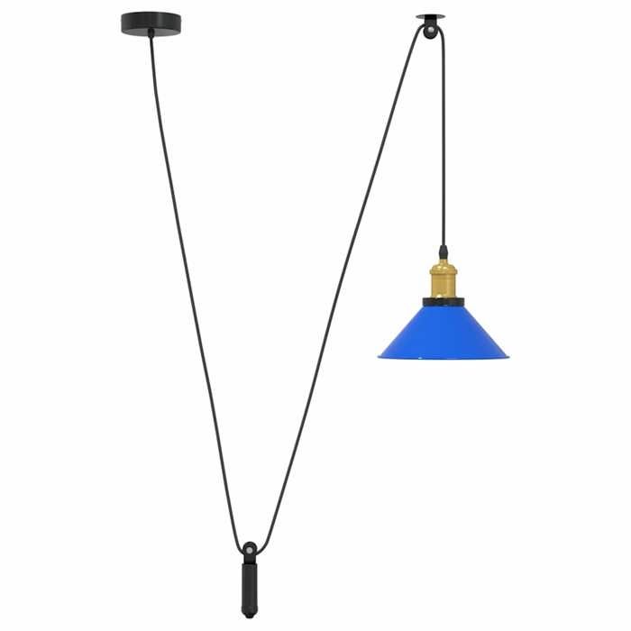 VidaXL Height-Adjustable Pendant Lamp E27 Dark Blue Ø 22 Cm Metal, Hanging Lighting, Kitchen Pendant Lighting, 4103444