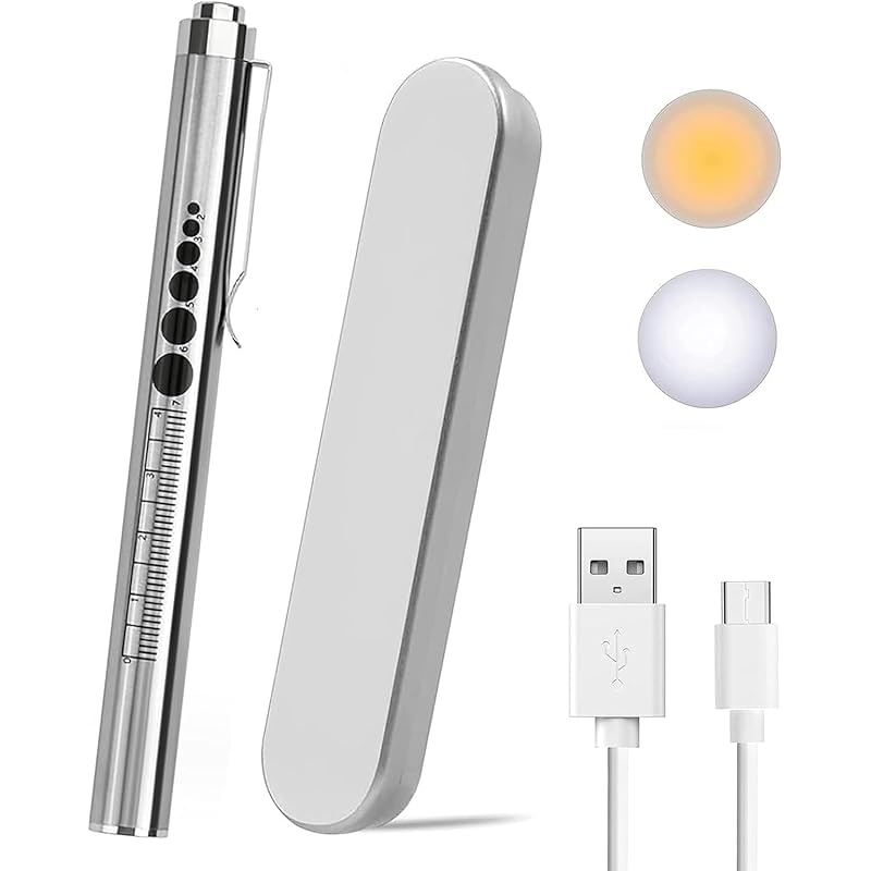 

KEWAYO USB rechargeable LED flashlight double light source handy light pen light with clip Convenient to carry walking camp outdoor light