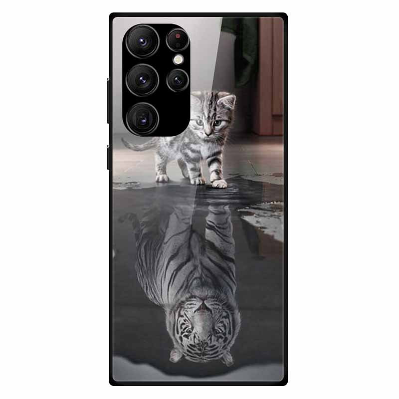 For Samsung S24 Ultra Case Tempered Glass Fashion Hard Back Cover for Galaxy S24Ultra 5G Cases Luxury Bumper S24 Plus S24 FE S24