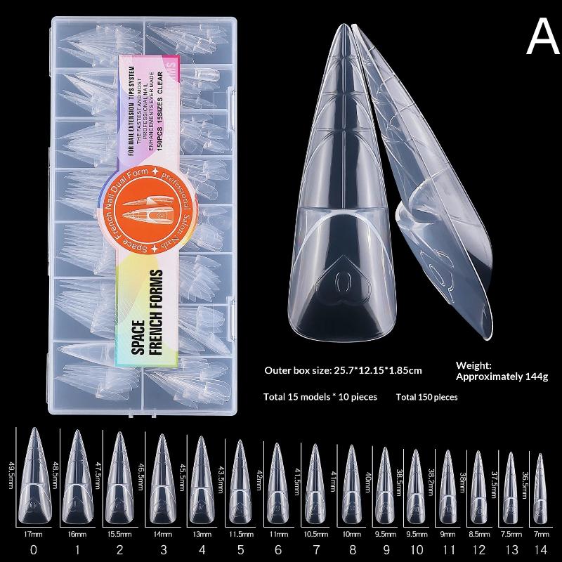 150Pcs French Nail Dual Forms Quick Building Gel Mold Full Cover Tip Salon Quality Extension Nail Art Forms