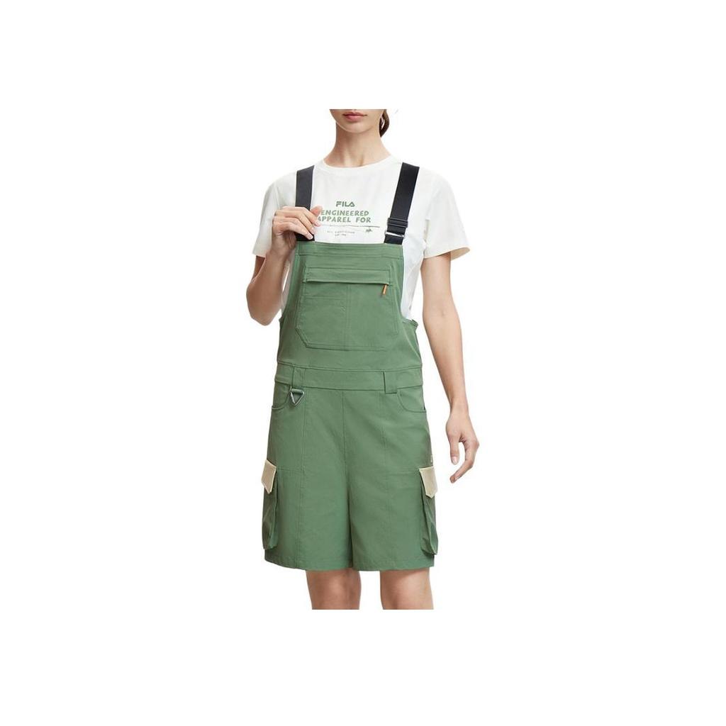 FILA Solid Color Simple Mid Waist Loose Strap Five Point Casual Shorts Women shorts Green A11W427709F-GN