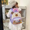 Kids School Backpack With Cartoon Capybara Design And Breathable Nylon Material For Little Learners