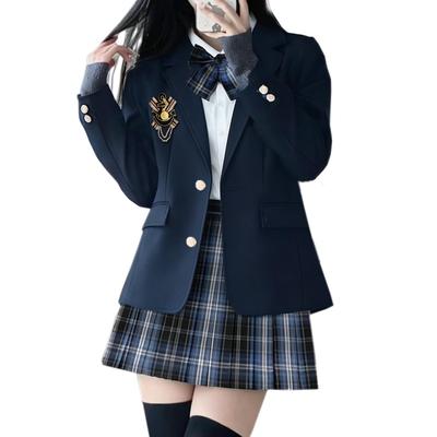 AOTYP High School Girl Uniform JK Cosplay Costume Ribbon Pleated Check Perfect for Mori School Size M Blazer, Uniform, 5-Piece Set, Shirt, Skirt,