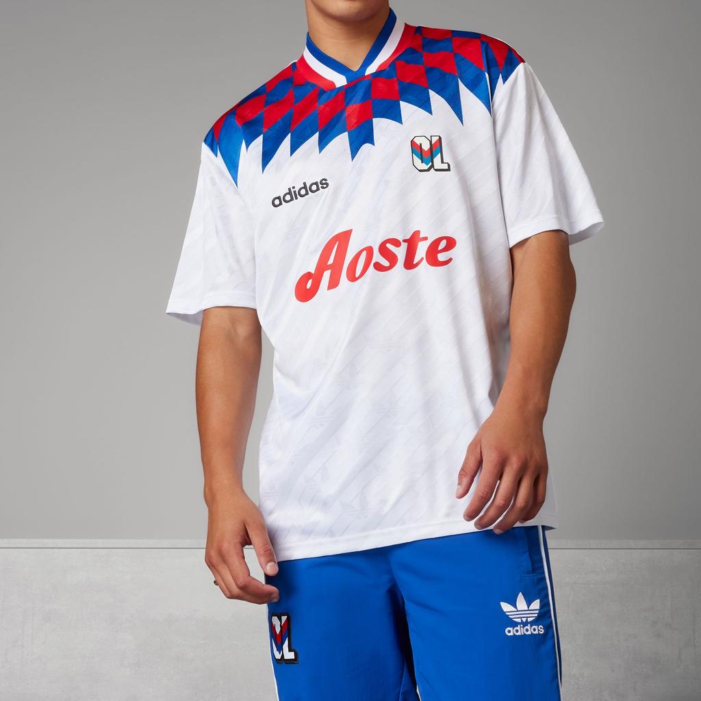 Adidas Olympique Lyonnais 95/96 Bringback Color Block Casual Sports Short Sleeve Football Shirt Men Tops White IM8518