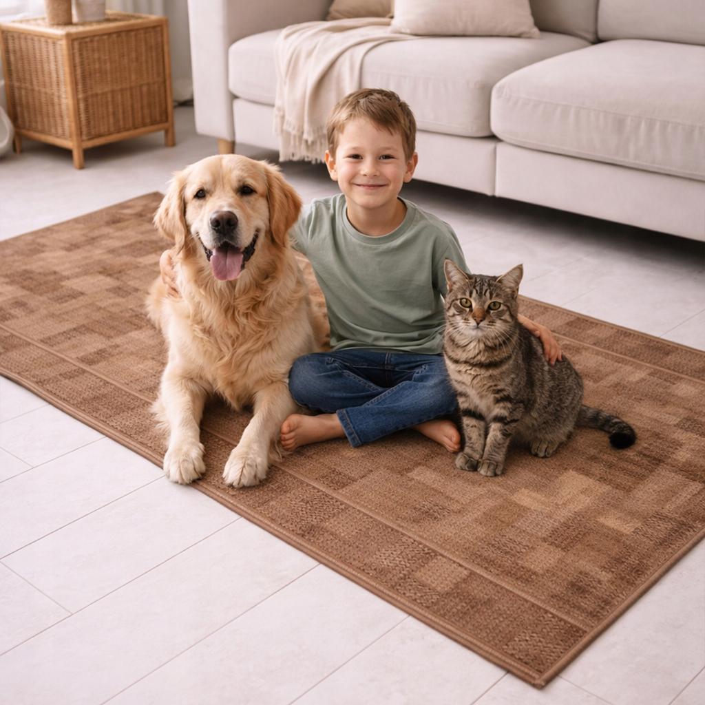 [5] COLORADO BROWN 67x200cm Anti-slip Rug D7563