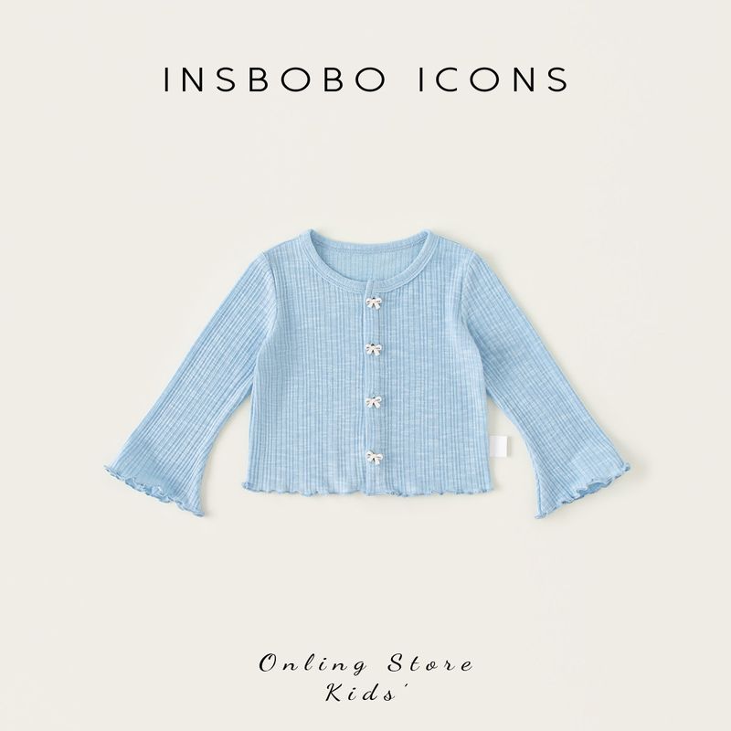 Insbobo Girls  Jacket 2026 Spring New Style Baby Girl Knitwear Fashionable Girl Cardigan Baby Spring Clothing Trendy Blue 90