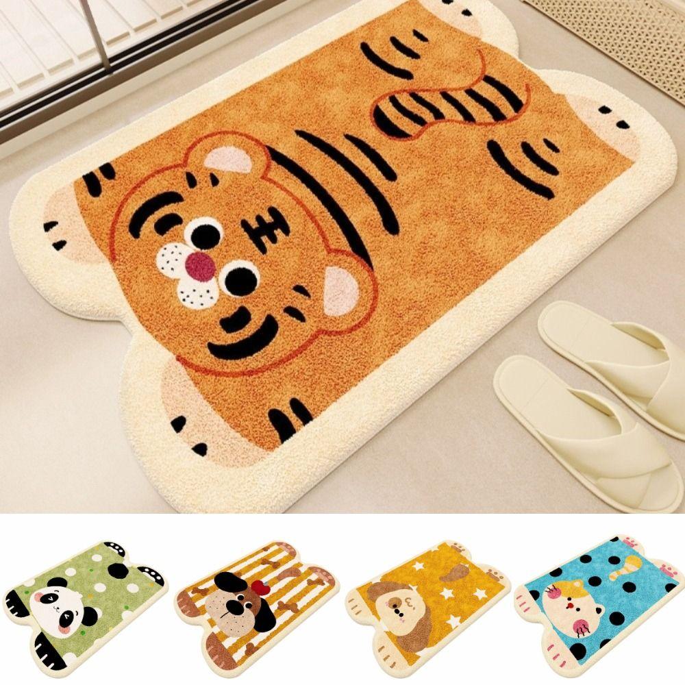 Material Bathroom Floor Mat Cartoon Design Water Absorption Toilet Carpet Non-Slip Irregular Shaped Foot Mat Bathroom Use