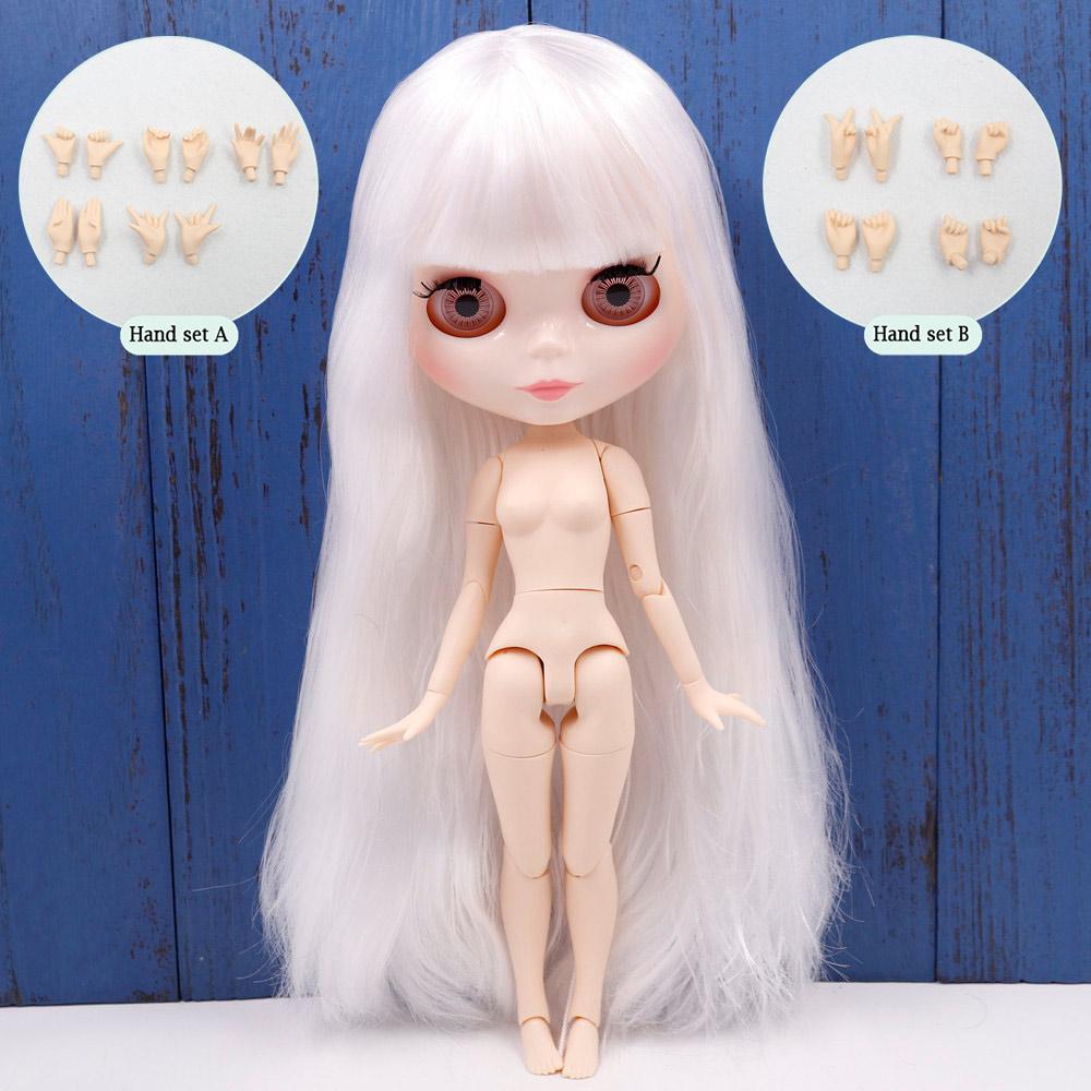 

Кукла ICY DBS Blyth Серия №280BL136 Белые прямые волосы с челкой белое лицо шарнирное тело 1/6 bjd