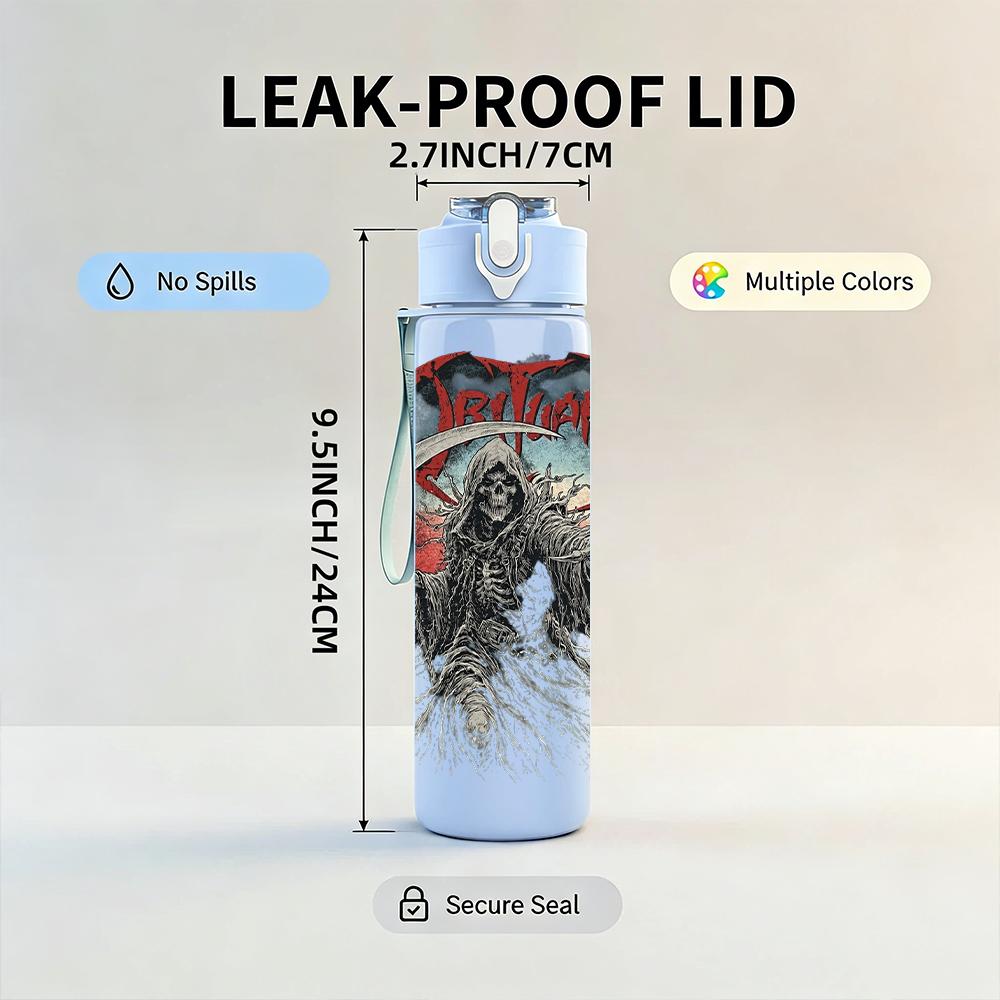 1PC Dark Skull Gothic Retro Art Print 750ml Portable Sports Water Bottle Leakproof Gym Outdoor Travel Drink Cup