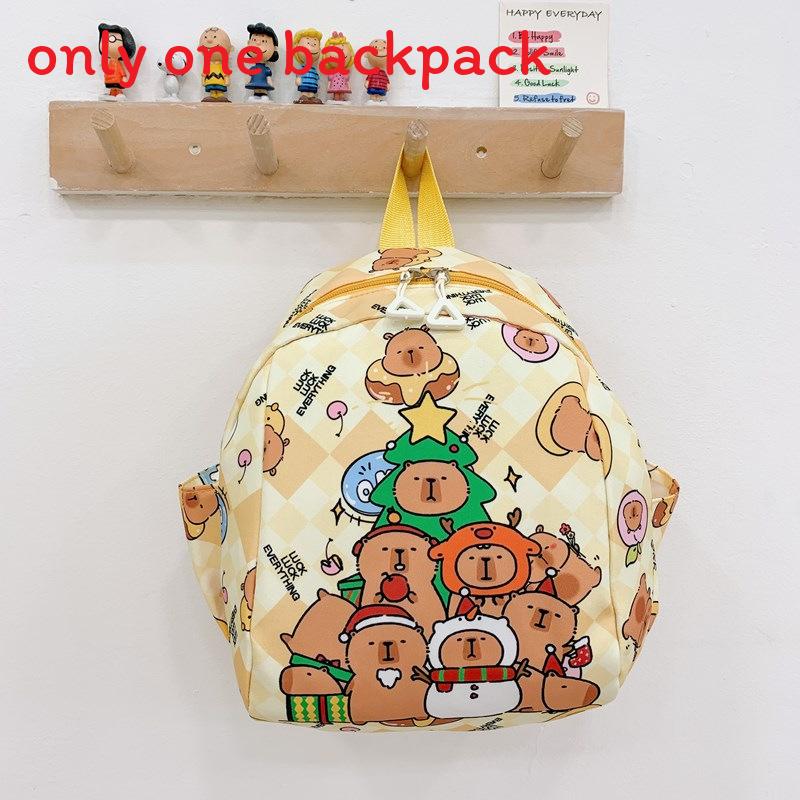 Backpack Children Capybara Zipper Design Adjustable Shoulder Straps Schoolbag
