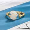 Women's Adjustable Rabbit and Carrot Hetian Jade Ring - Unique Design