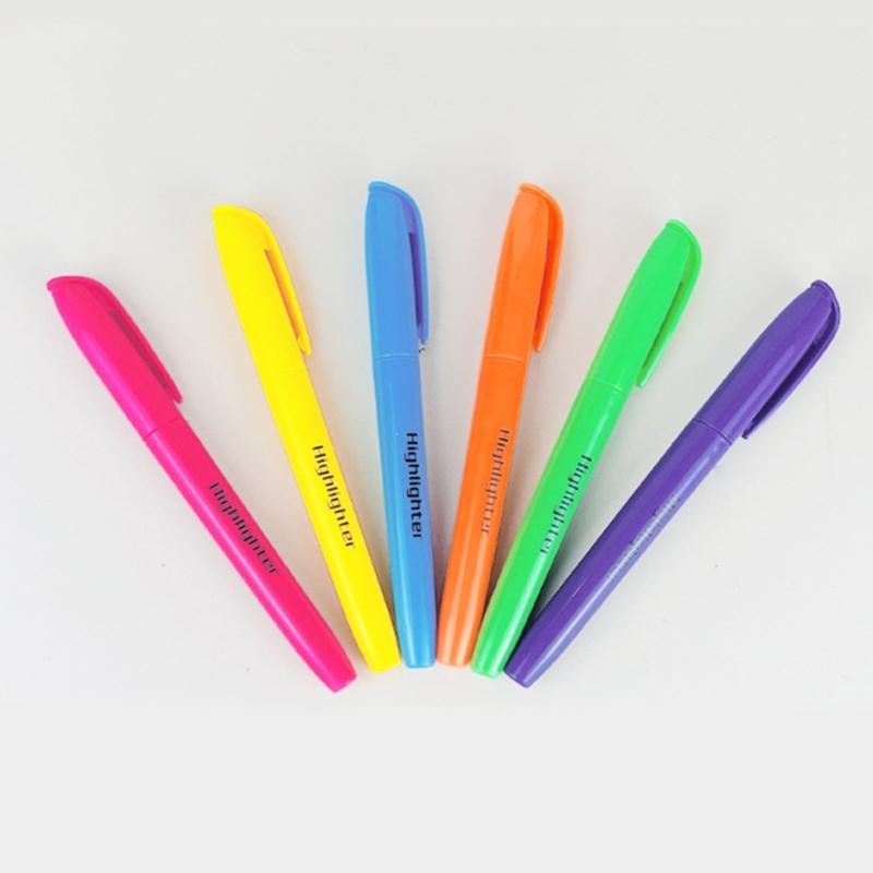 6Pcs Highlighter Marker Fast Dry Ergonomic Grip Highlighter Pen Chiseled Tip For Highlighting Texts Notes Color Coding