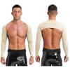 Herren Offene Vorderseite Crop Top Lässig Einfarbige Langarm Strickjacke Fitness Sport Bolero Schulterbedeckung Tops zum Zeigen des Körpers