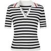 JUZUI Women's Striped Polo Collar Knit Top