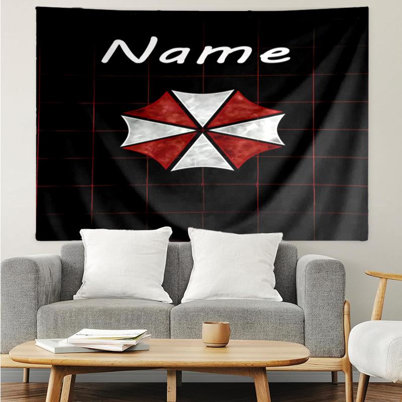1PC Custom Name Umbrella Resident Emblem Tapestry Hanging for Bedroom,Livingroom, Playroom,Decor Art Room Wall Tapestry Birthday Gifts