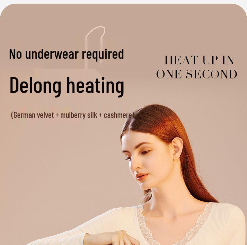 Women's Cashmere Silk Warm Set with Built-In Bra, Plus Velvet, Autumn/Winter 2025 Style, Base Layer Top Innerwear