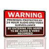 24-Hour Surveillance Alert Sign - 12x8 In Metal Tin Wall Art with Audio & Video Recording Warning, Privacy Notice Deterrent Sign