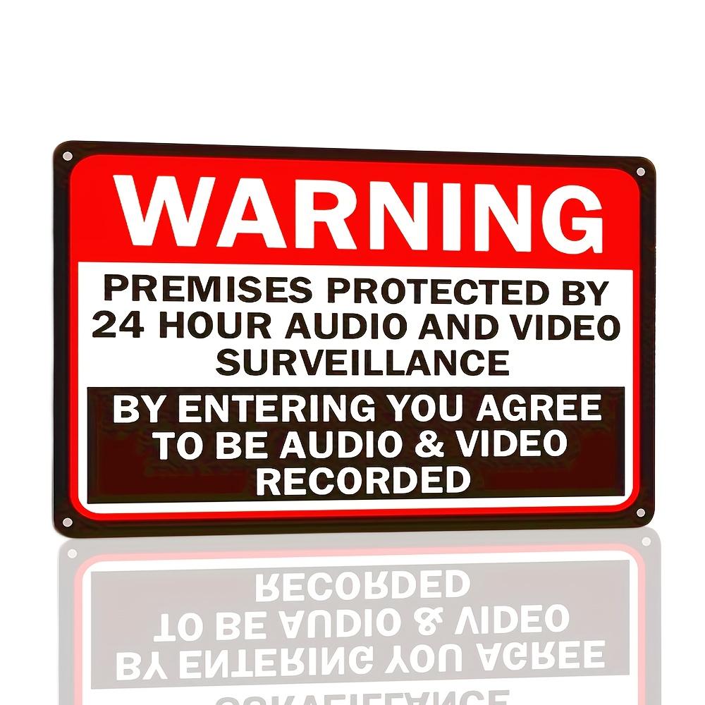 Табличка с предупреждением о круглосуточном видеонаблюдении — металлическая настенная табличка размером 12x8 дюймов с предупреждением о аудио- и видеозаписи, предупреждением о нарушении конфиденциальности. 20x30cm（7.8x11.8inch）