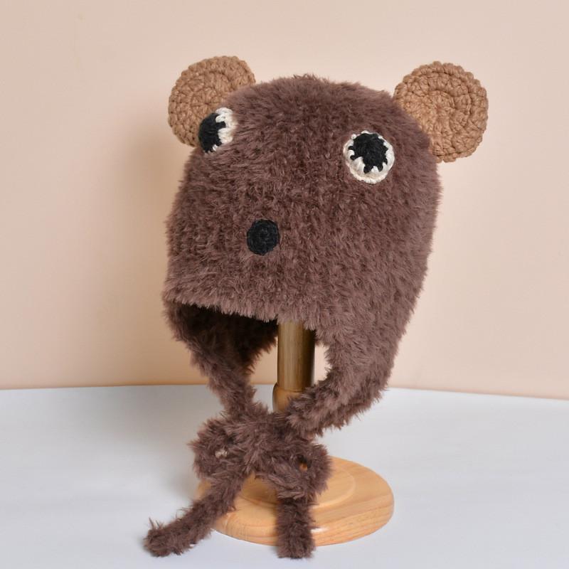 Autumn Winter Knit Cap With Ear Coverage For Kids And Adults коричневый