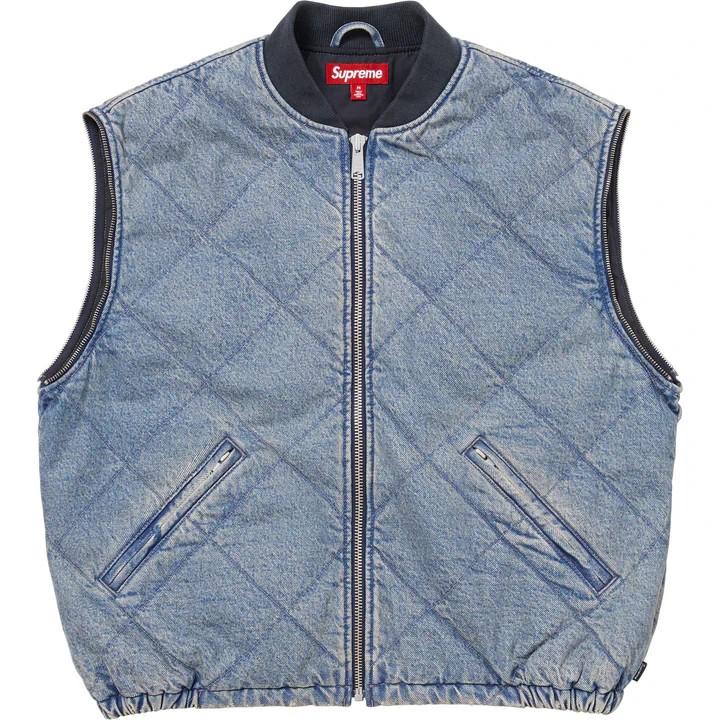 Supreme Zip-Off Sleeve Quilted Bomber Jacket Denim