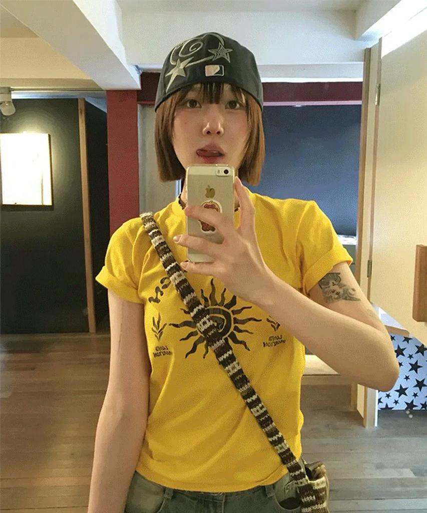 Koso Cc Color Artwork Crop T-Shirt (Yellow)