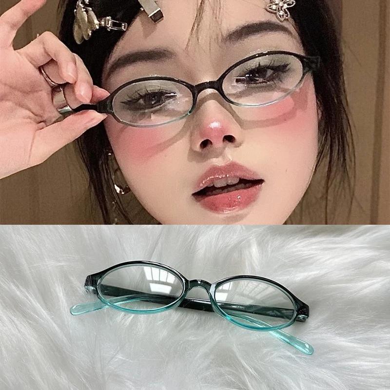 Vintage Little Square Frame Glasses Women Y2K Retro Anti-blue Light Eyeglasses Red Green Computer Spectacle Eyewears Goggles