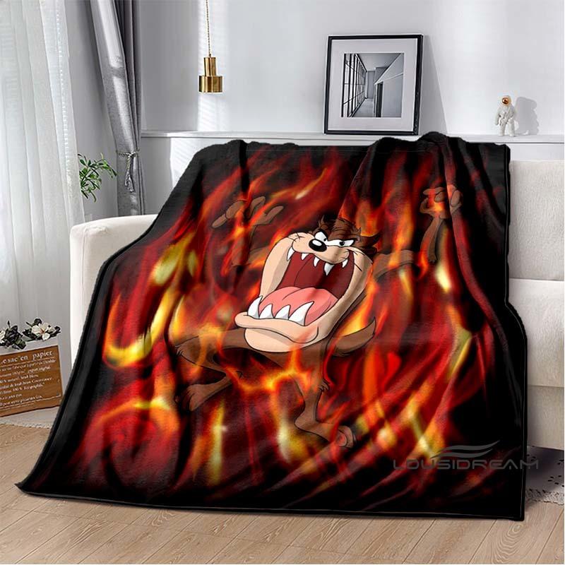 Fun Cartoon Tasmanian Devil Warm and Cozy Flannel Blanket—Ideal for Bedrooms, Sofas, Beds, Seats, Picnics, and Travel