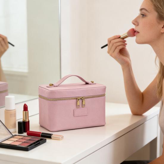 Seyahat Kozmetik Çantası Makyaj Düzenleyici Çıkarılabilir Bölücülü Su Geçirmez Suni Deri Makyaj Çantası Tatil İçin Banyo Çantası Kadın Makyaj Çantası