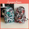 Versatile Grey Nylon Backpack For Men And Women Stylish Graffiti Pattern School Travel Bag