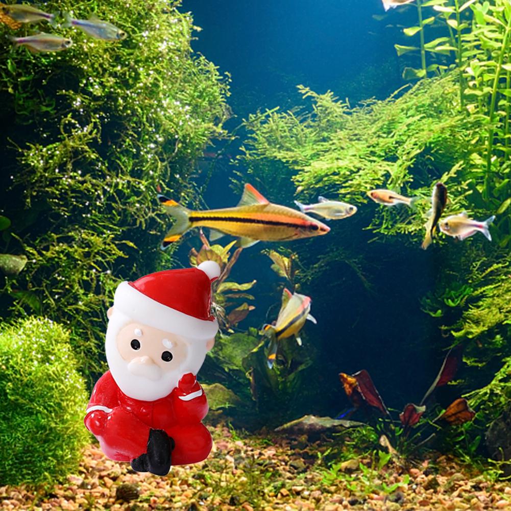 Ornamente de Crăciun din Rășină Figurine Drăguțe cu Moș Crăciun Micro Peisaj Cadou pentru Acvariu