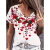 Colorful Creative 3D Pattern Summer Short Sleeved T-shirt Fashionable Comfortable Oversized Breathable Women's V-neck T-shirt