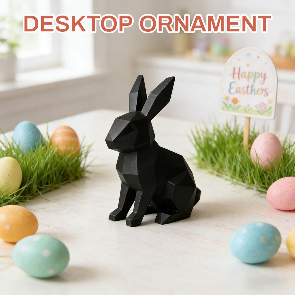 3D Printed Geometric Easter Bunny Statue, Modern Minimalist Bunny Figurine For Home Decor