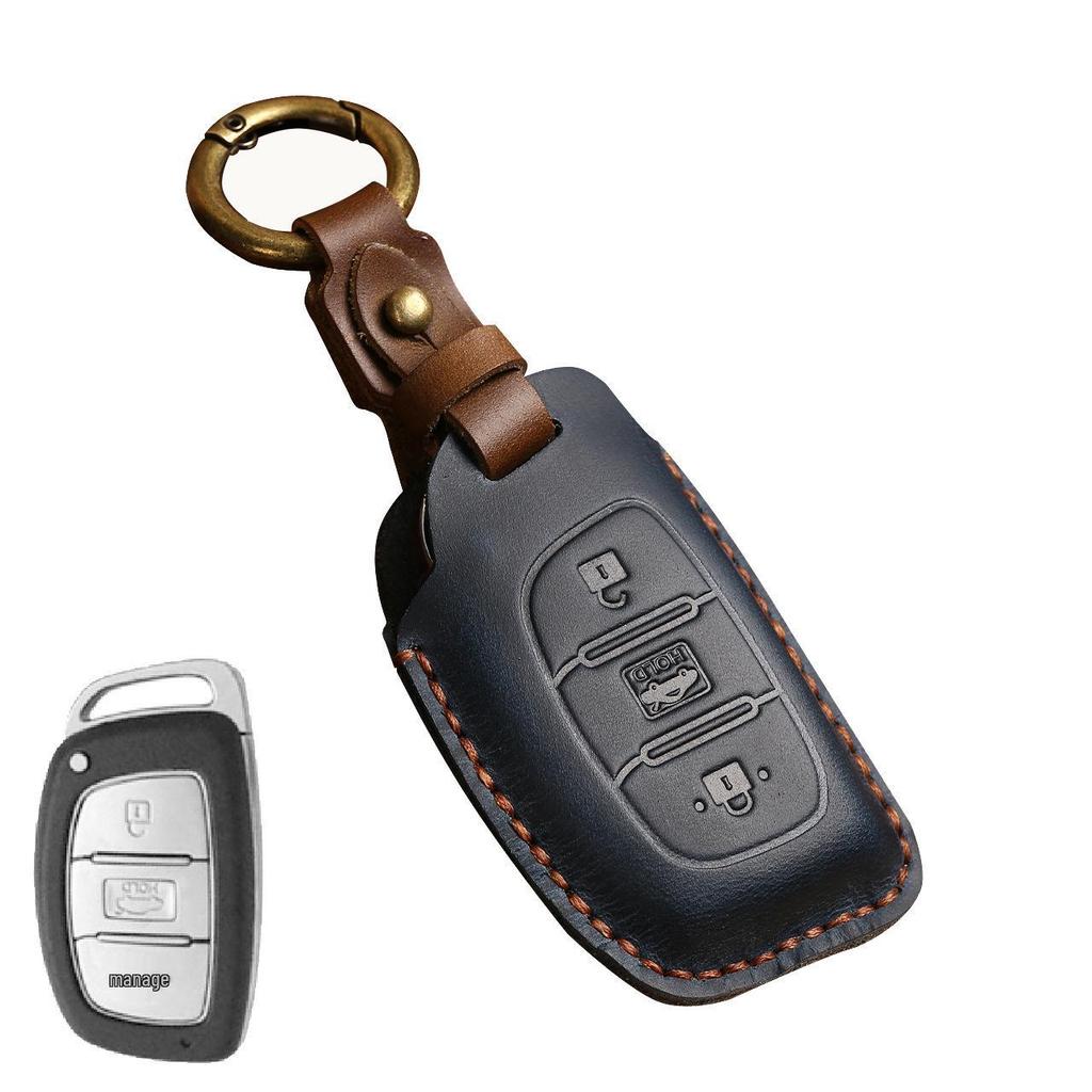 Premium Genuine Leather Key Case for Hyundai IX35, Sonata, Elantra, Verna, and Mistra - Protective Shell