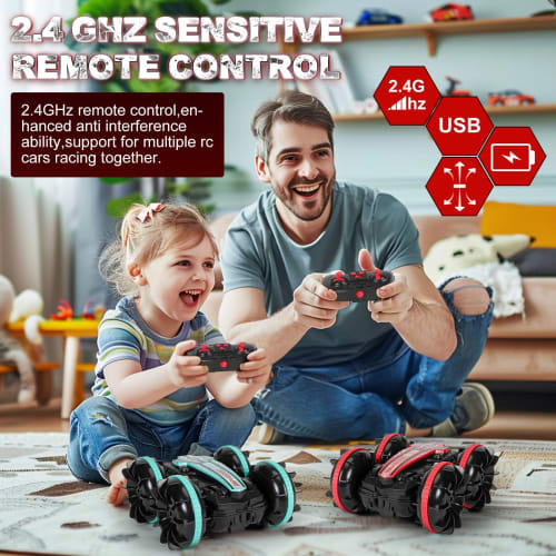 RC Car for Kids, Amphibious Off-Road Vehicle, 4WD Stunt Car, Popular Remote Control Car for Kids, 360-Degree Rotation, Waterproof, Off-Road RC Car, Pe