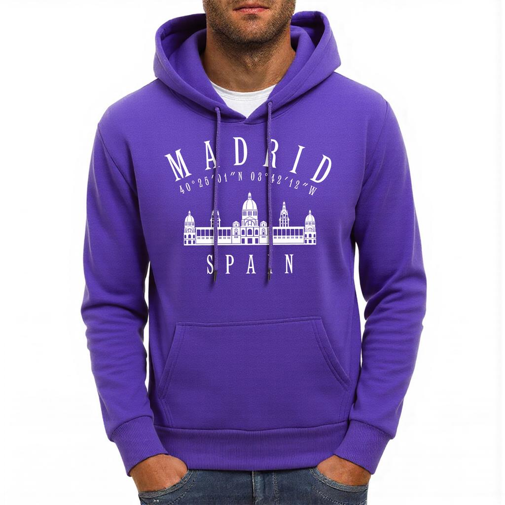 Royal Palace Of Madrid Spain Print Men Hoody Autumn Fleece Hoodies Hip Hop Loose Streetwear All-Match Comfortable Male Clothing