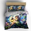 "Fairy-Inspired Stained Glass Set" kid's and adults' bedroom decor, Exquisite three-piece bedding set gift