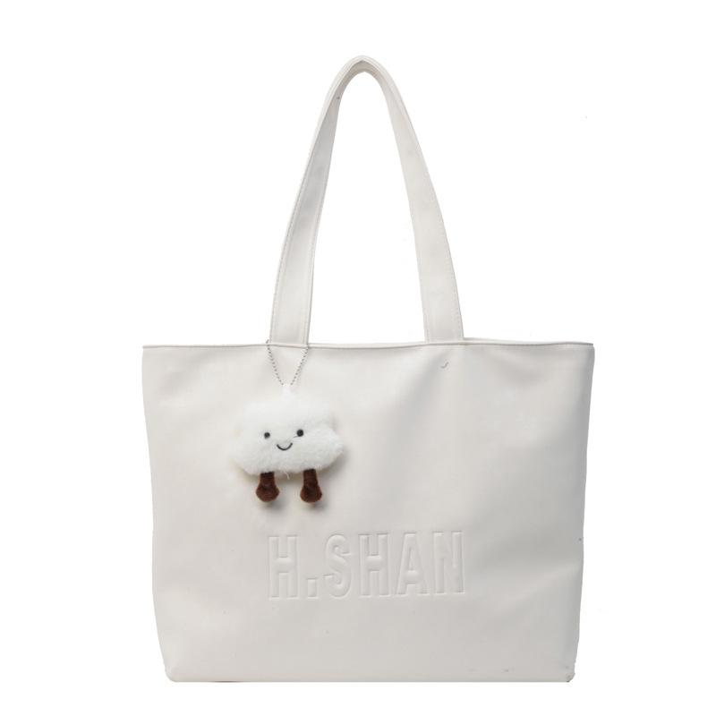 

Large-capacity commuter tote bag women s new fashion temperament handbag simple casual shoulder messenger bag белый