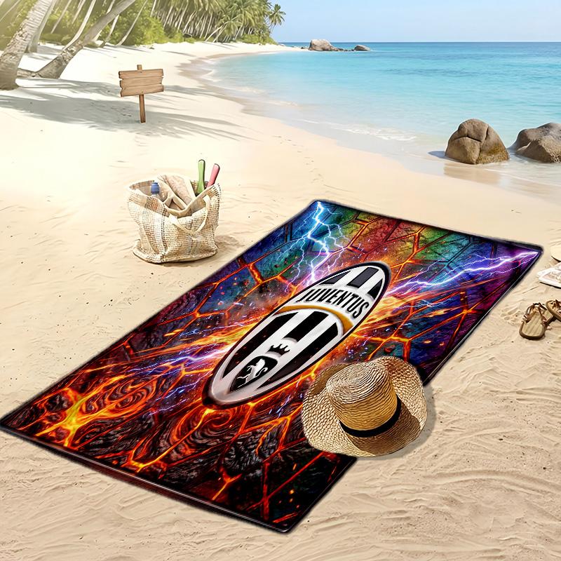 Asciugamano da Spiaggia Stampato Juventus FC Asciugamano Morbido ad Asciugatura Rapida Coperta da Spiaggia Rettangolare Grande Portatile per Viaggi Piscina