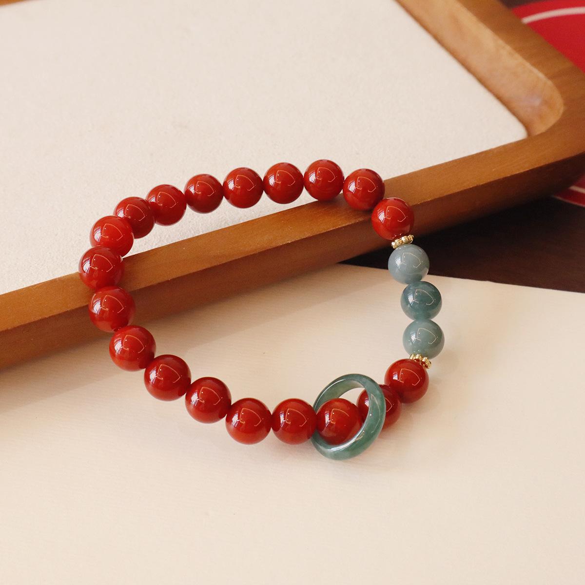 Design Natural Nanhong Agate Blue Jade Braceletfashion women daily jewelry gift