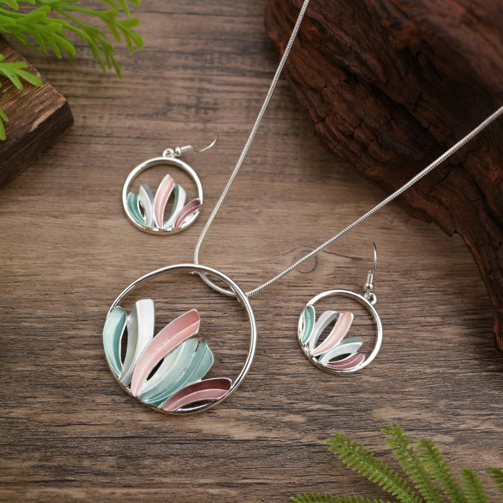 New Enamel Color Irregular Seaweed Earrings Pendant Set, Women's Simple and High-end Seaweed Necklace