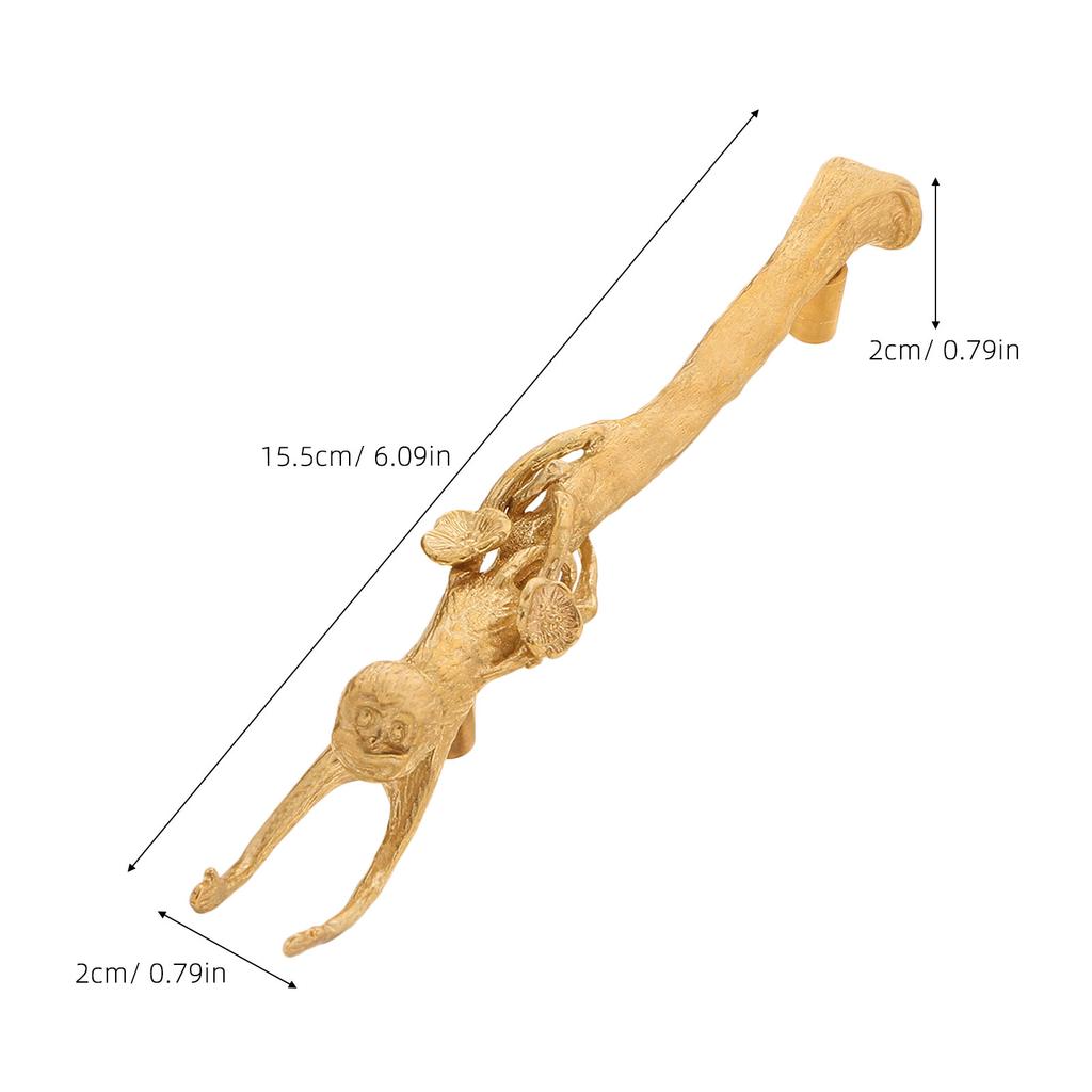 Brass Cabinet Pull Monkey Shape Vintage Drawer Knob Decorative Animal Furniture Handle for Wardrobes Dressers Kitchen Cupboards