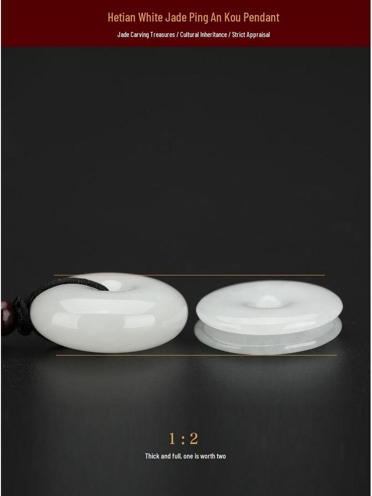 Certified Unisex Hetian Jade Ping'an Pendant