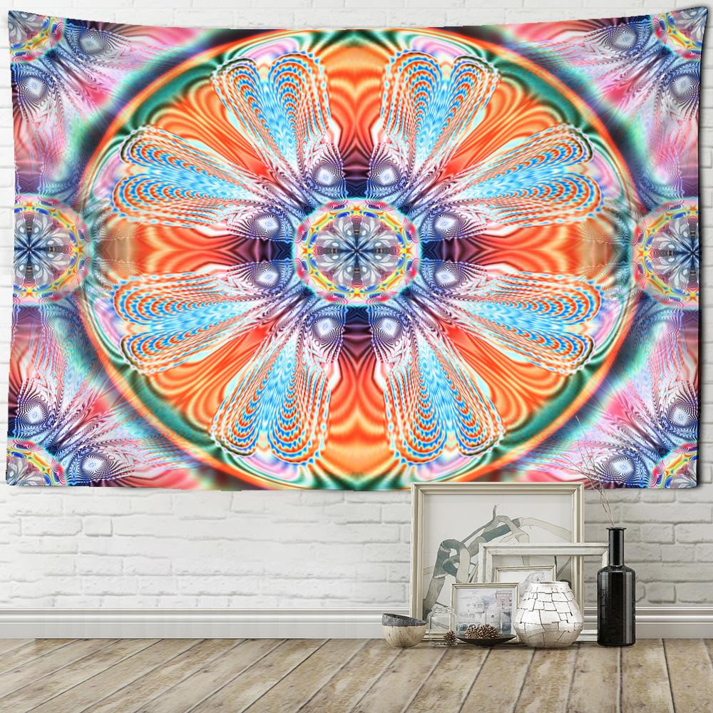Tapiserie cu mandala colorată, agățată pe perete, în stil boem, vrăjitorie psihedelică, Tapiz, artă hippie, decor acasă