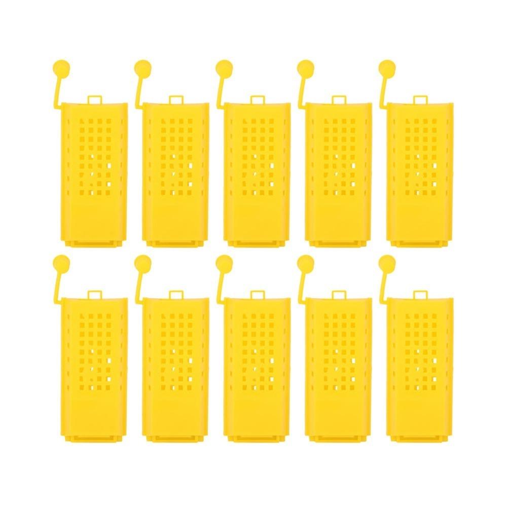 10Pcs Easy To Use Plastic Queen Bee Cage Yellow Lightweight Queen Moving Cage Durable Portable Plastic Queen Cage Queen Moving