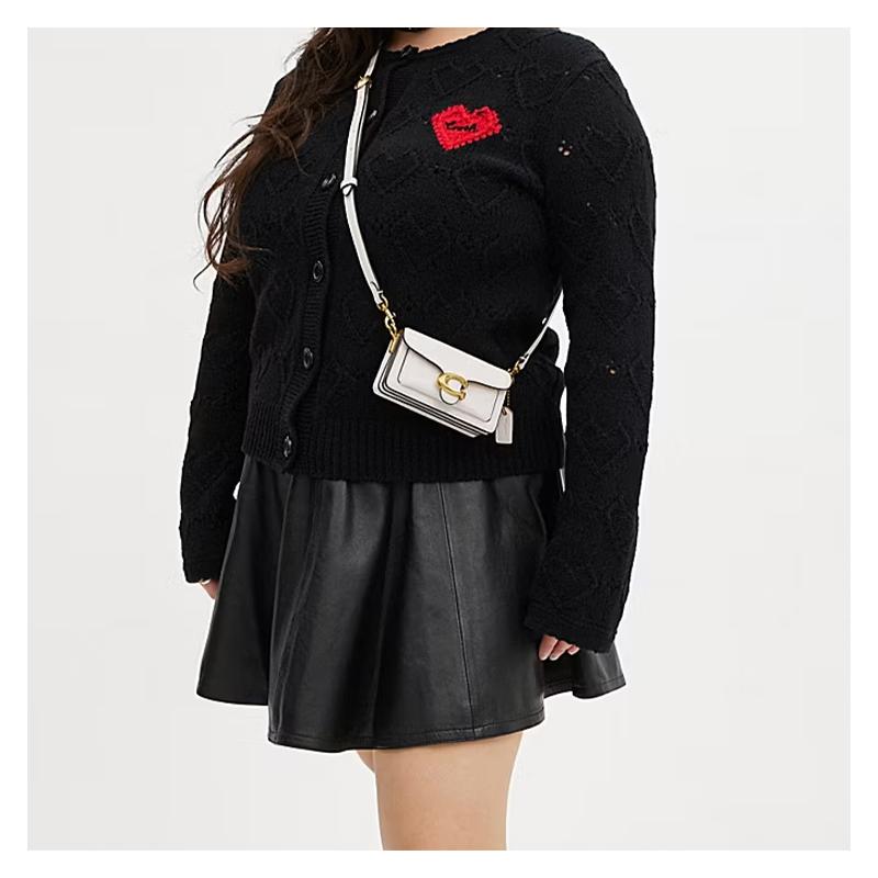 Coach Tabby 12 Classic C Handvat met Bovenkant Koeienhuid Crossbody Schouder Handtas Mini Dames Krijtwit