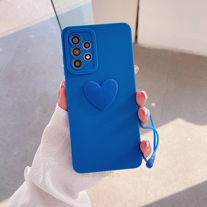 A 13 52s 53 Etui silikonowe na smycz Love Heart Dla Samsunga Galaxy A52 A53 A13 A23 A33 A73 A72 A32 A12 A22 4g 5g Pełna osłona aparatu