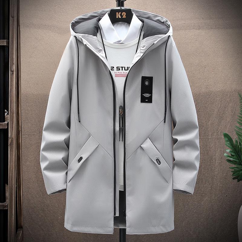 Men's Mid-Length Hooded Trench Coat - Autumn Casual Thin Design